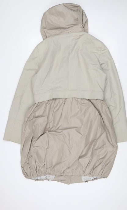 Penny Black Womens Beige Overcoat Jacket Size 14 Zip - Belted