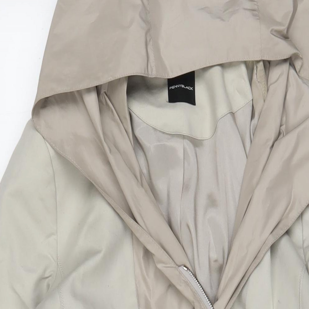 Penny Black Womens Beige Overcoat Jacket Size 14 Zip - Belted