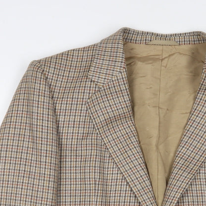 Geoffrey Gillow Mens Brown Plaid Wool Jacket Suit Jacket Size 40 Regular
