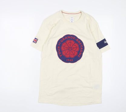 Raynha Mens Beige Cotton T-Shirt Size M Crew Neck - Tour De Grande-Bretagne 1945