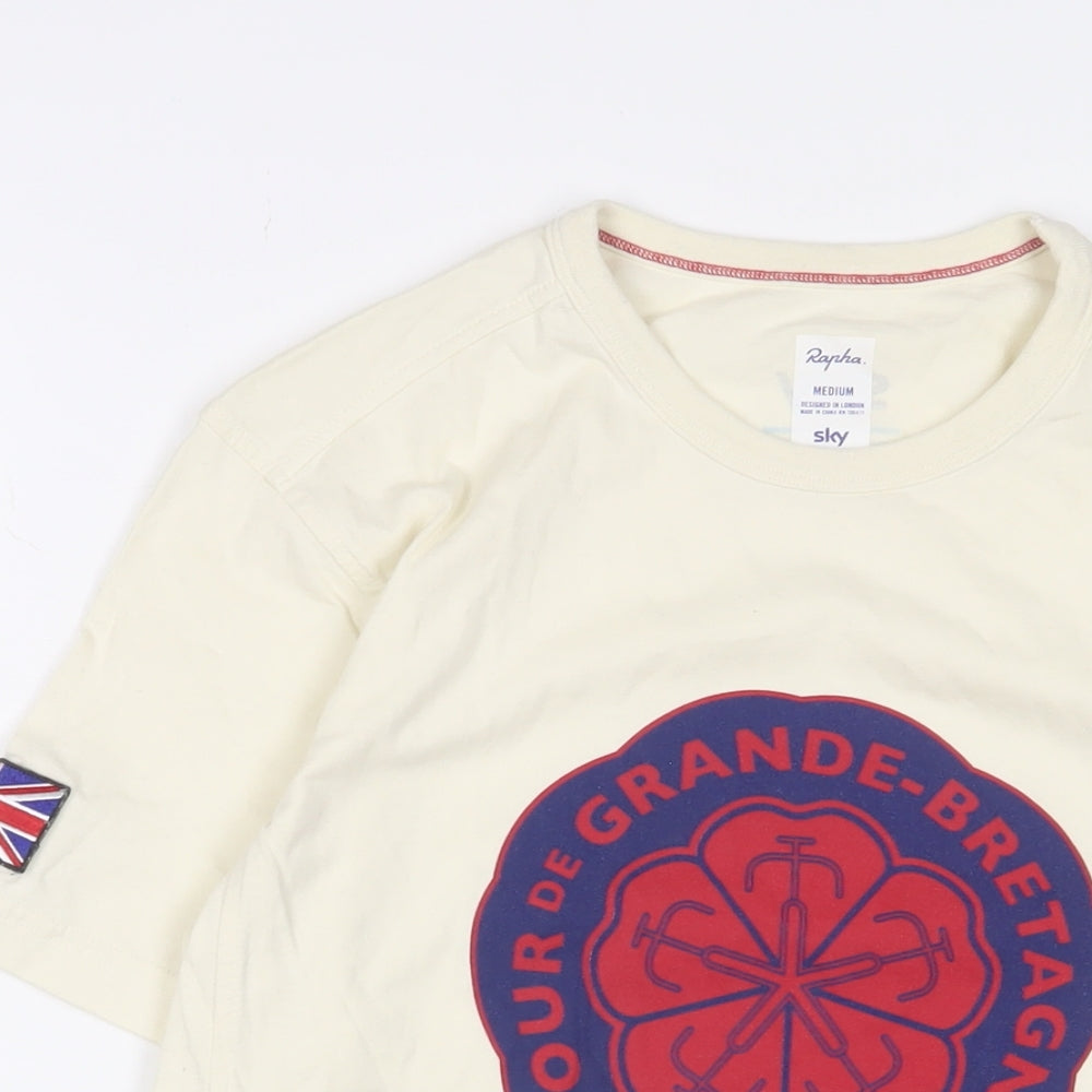 Raynha Mens Beige Cotton T-Shirt Size M Crew Neck - Tour De Grande-Bretagne 1945