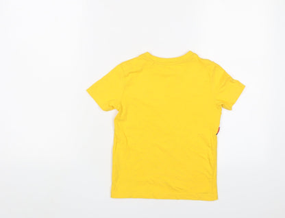 Children in need Boys Yellow Cotton Basic T-Shirt Size 5-6 Years Crew Neck Pullover