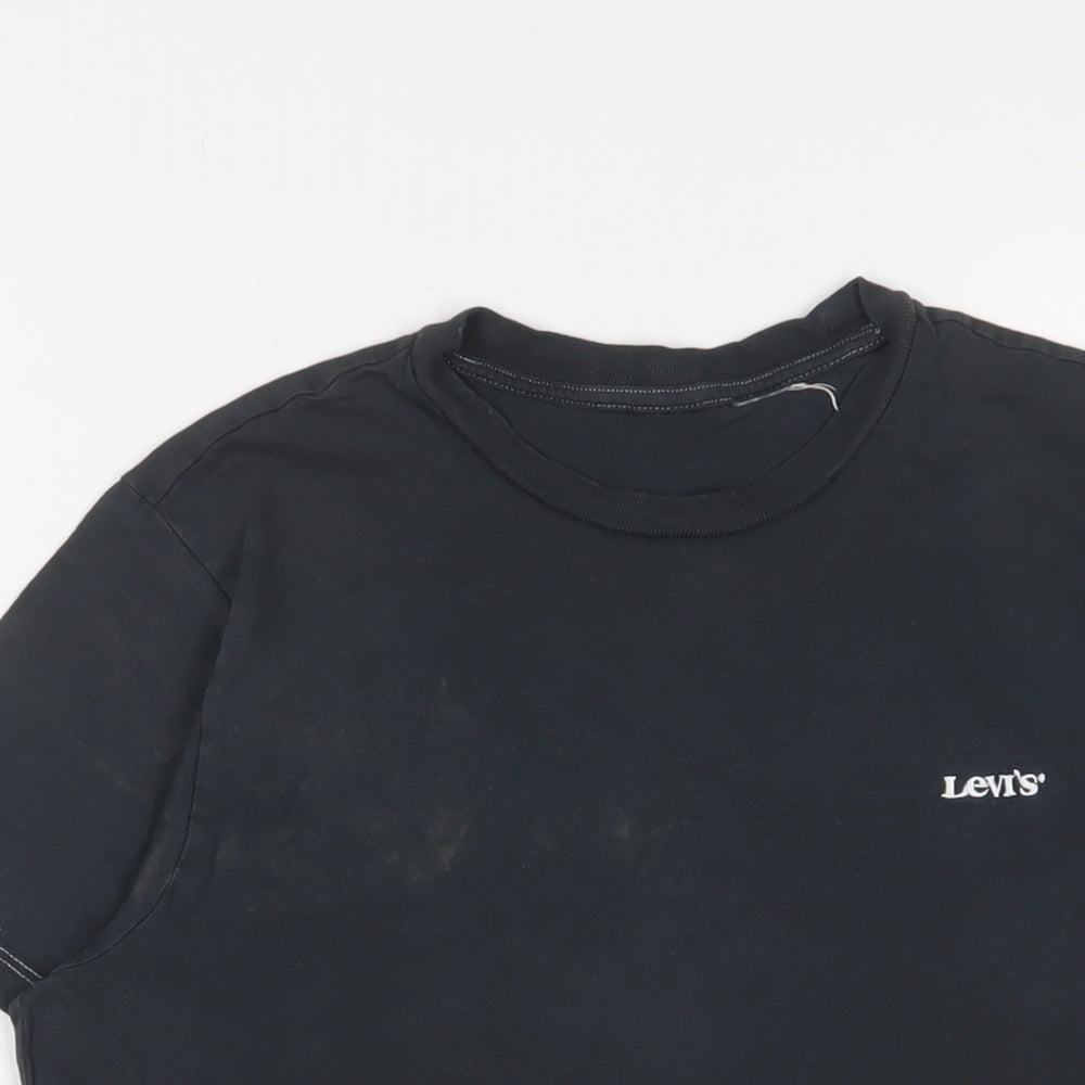 Levi's Mens Blue Cotton T-Shirt Size M Crew Neck - Logo, Embroidered
