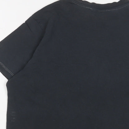 Levi's Mens Blue Cotton T-Shirt Size M Crew Neck - Logo, Embroidered