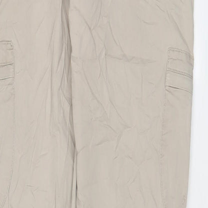 X&More Womens Beige Cotton Cargo Trousers Size 12 L30 in Regular Zip - Zip