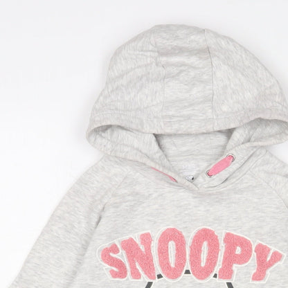 Marks and Spencer Girls Grey Cotton Jumper Dress Size 8-9 Years Crew Neck Pullover - Snoopy