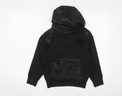 RipStop Boys Black Camouflage Cotton Pullover Hoodie Size 7-8 Years Pullover - Logo, Embroidered
