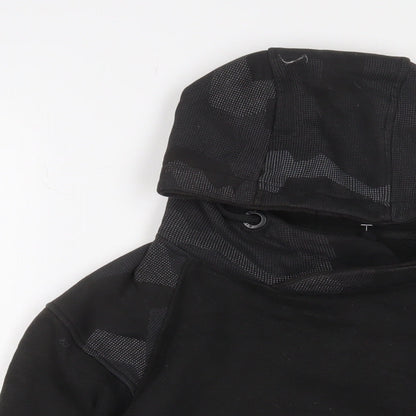 RipStop Boys Black Camouflage Cotton Pullover Hoodie Size 7-8 Years Pullover - Logo, Embroidered