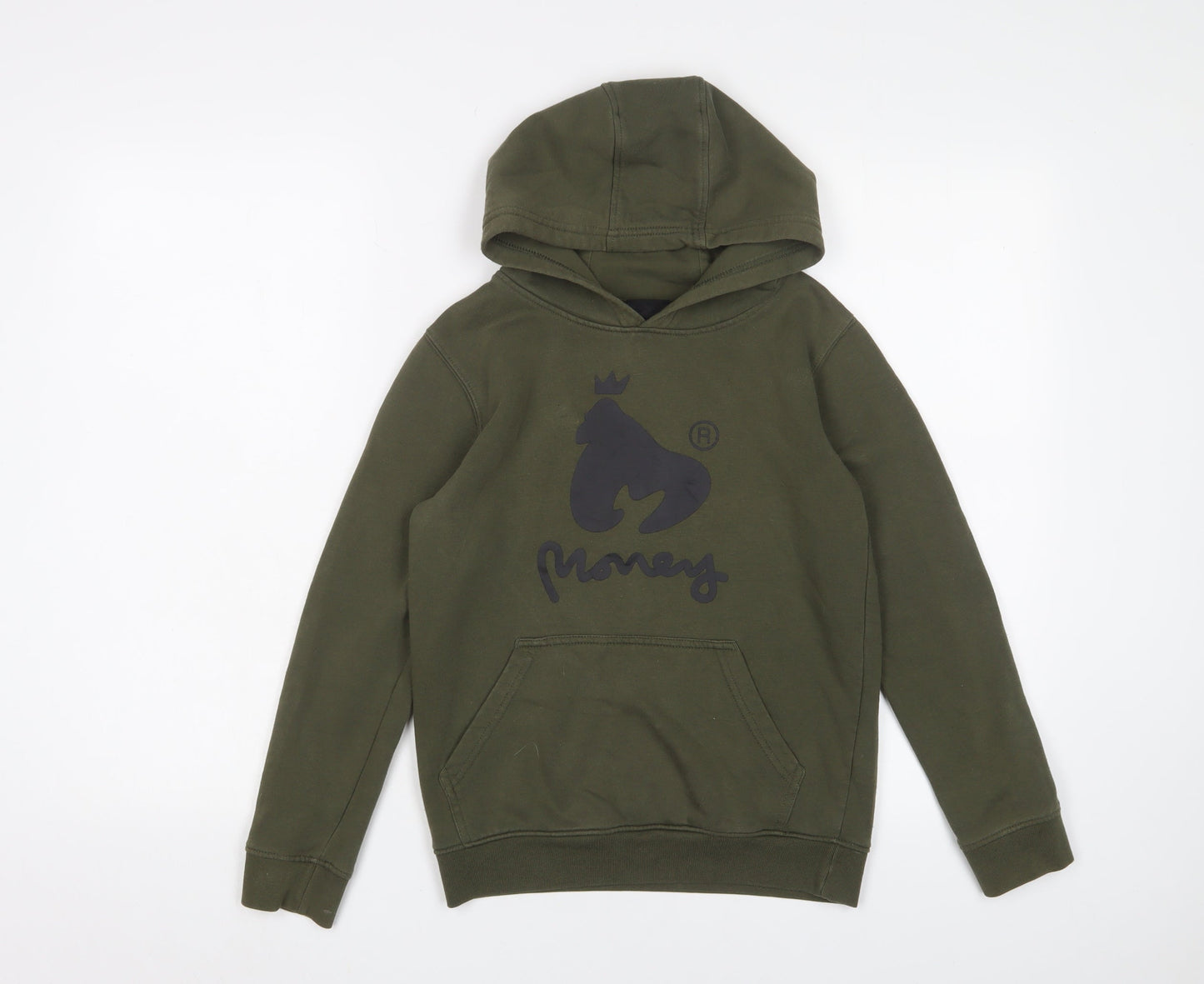Money Boys Green Cotton Pullover Hoodie Size 9-10 Years Pullover - Logo