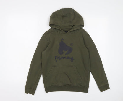 Money Boys Green Cotton Pullover Hoodie Size 9-10 Years Pullover - Logo