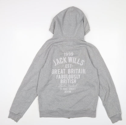 Mens UK Size M Jack Wills Grey Full Zip Hoodie