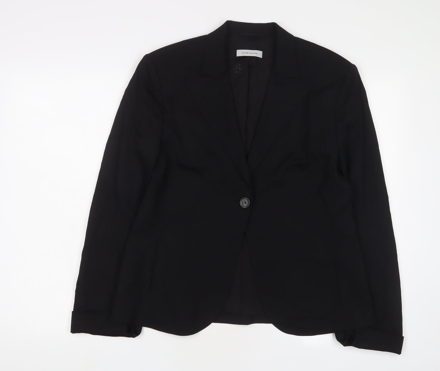 Rene Lezard Womens Black Jacket Blazer Size 12 Button