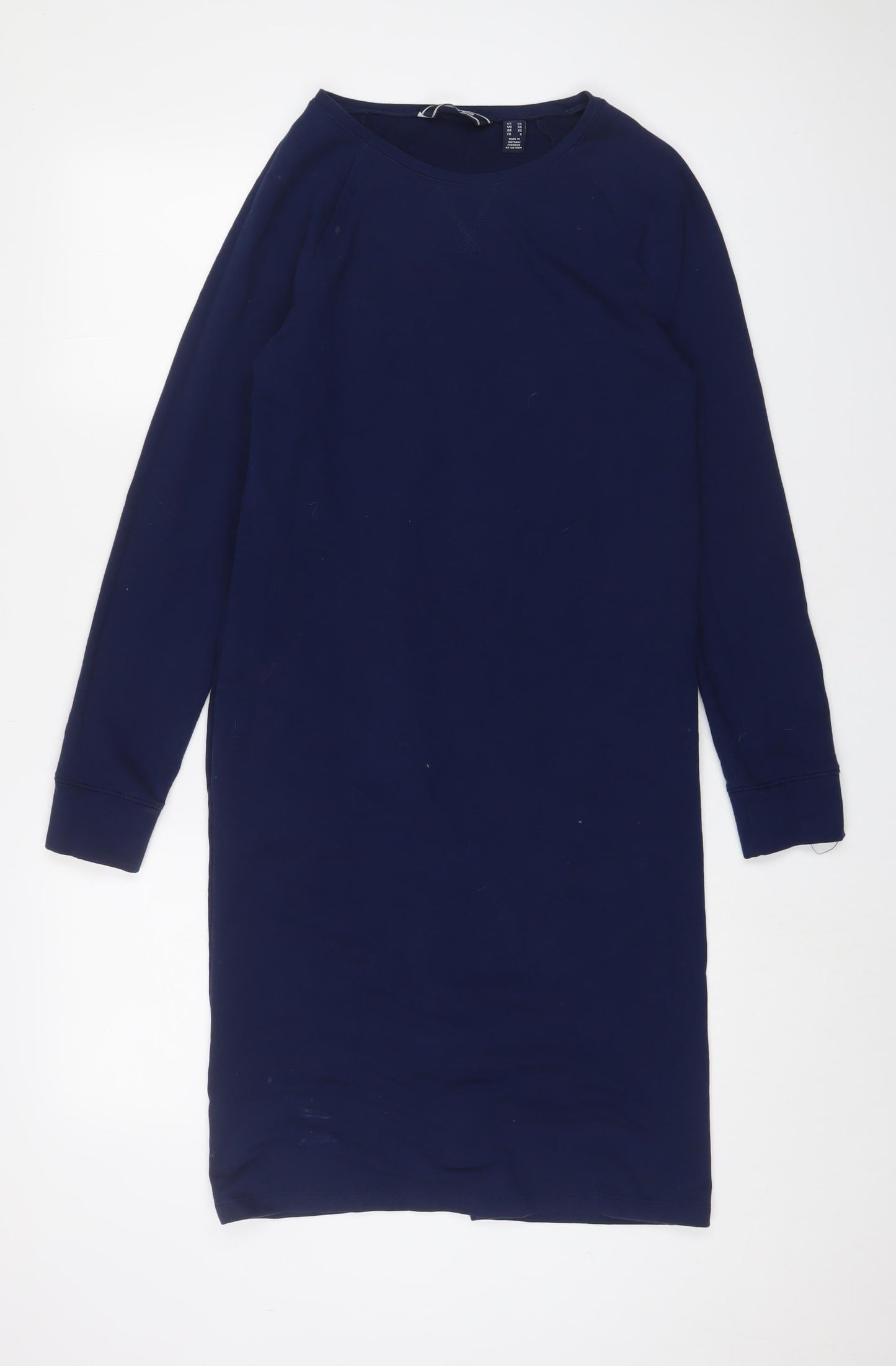 Lands' End Womens Blue Cotton Jumper Dress Size XS Crew Neck Pullover