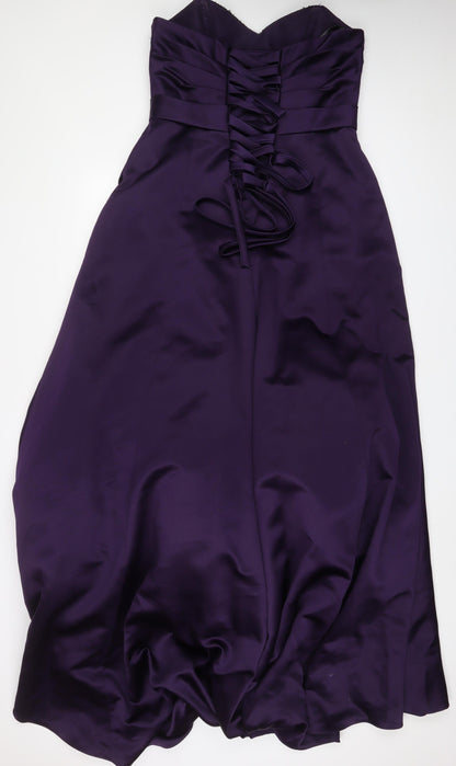 Alfred Angelo Womens Purple Polyester A-Line Size 14 Off the Shoulder Zip - Beaded