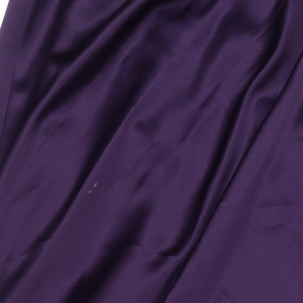 Alfred Angelo Womens Purple Polyester A-Line Size 14 Off the Shoulder Zip - Beaded