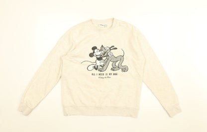 Womens UK Size 2XS Disney Beige Pullover Sweatshirt