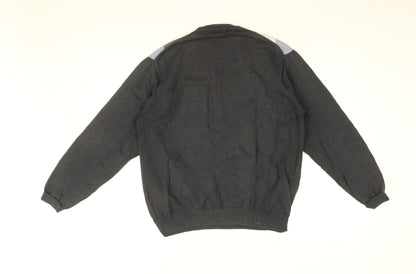 Wolsey Mens Black V-Neck Argyle/Diamond Cotton Pullover Jumper Size M Long Sleeve