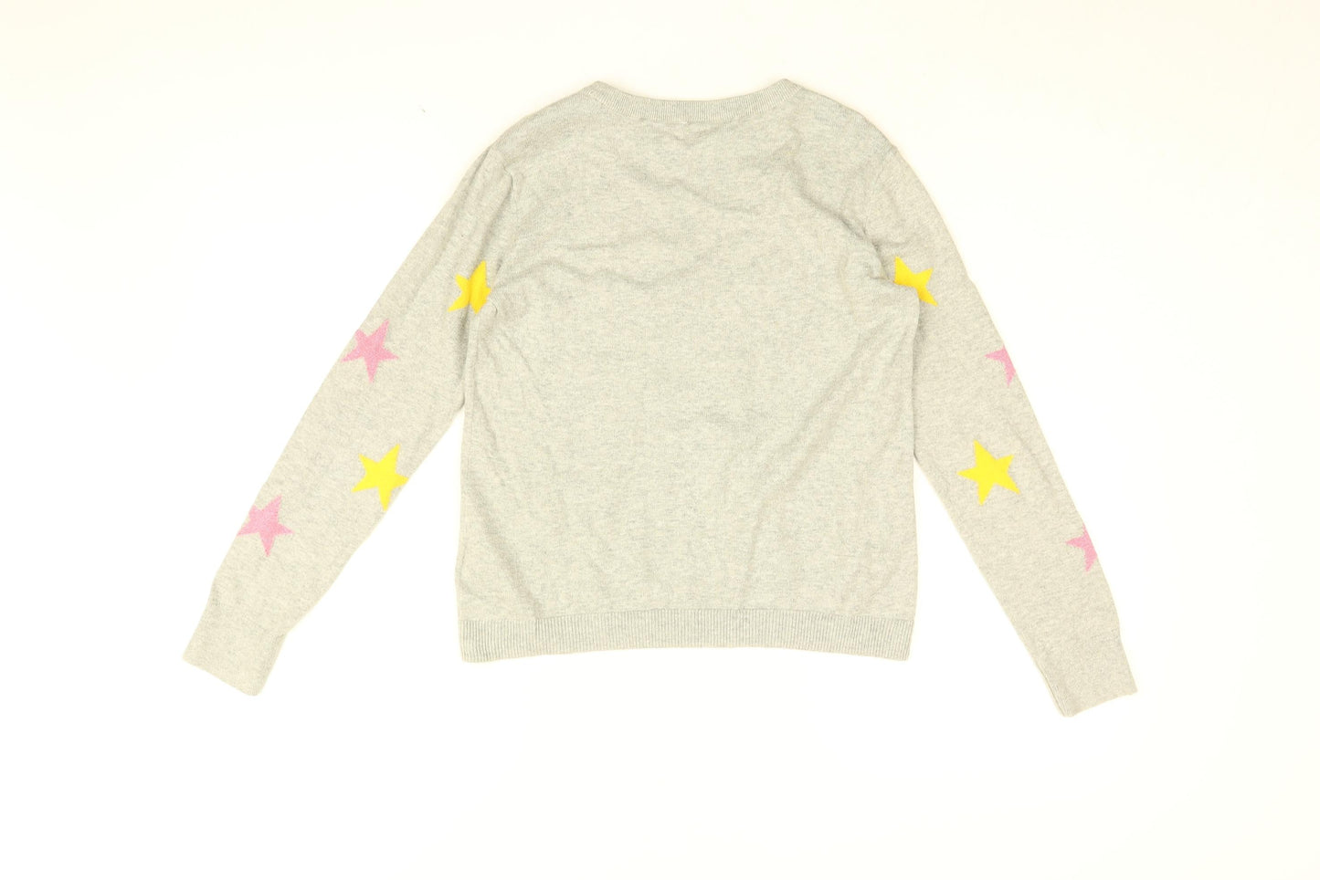 Gap Girls Grey Round Neck Geometric Cotton Pullover Jumper Size 12 Years Pullover - Star print
