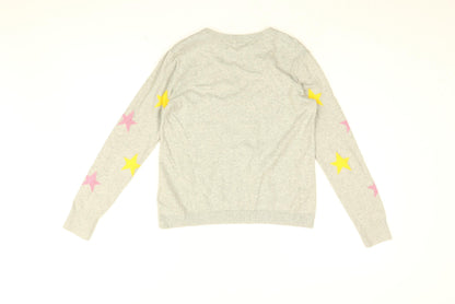 Gap Girls Grey Round Neck Geometric Cotton Pullover Jumper Size 12 Years Pullover - Star print
