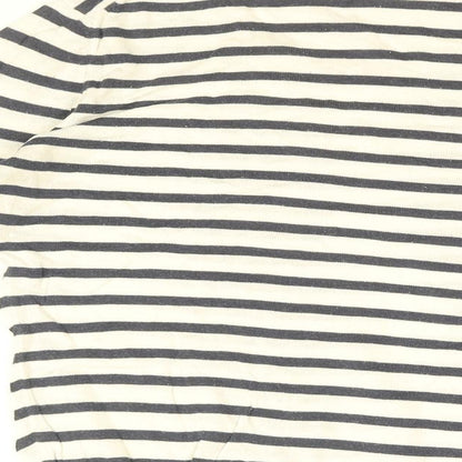 French Connection Womens White Striped Cotton Basic T-Shirt Size S Round Neck