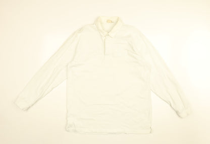 Cotton Traders Mens White Cotton Polo Size L Collared Button
