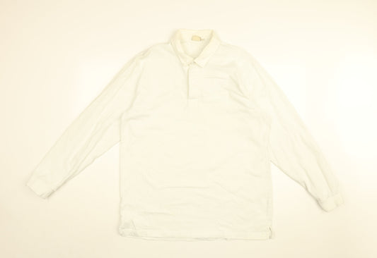 Cotton Traders Mens White Cotton Polo Size L Collared Button
