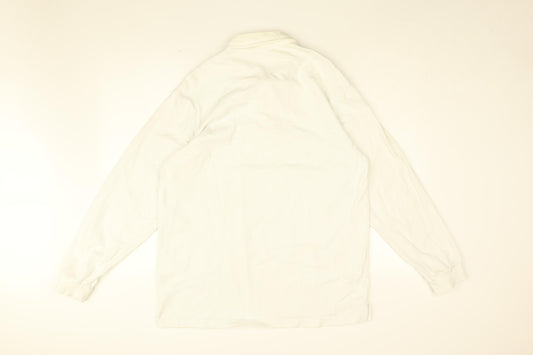 Cotton Traders Mens White Cotton Polo Size L Collared Button