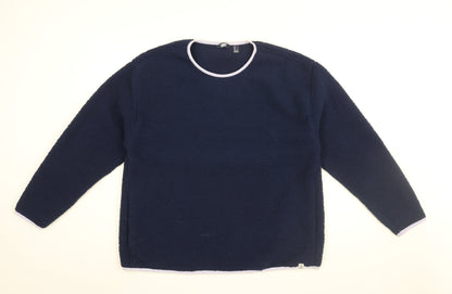 Lands' End Womens Blue Polyester Basic T-Shirt Size L Round Neck