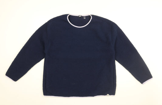 Lands' End Womens Blue Polyester Basic T-Shirt Size L Round Neck