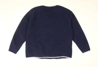 Lands' End Womens Blue Polyester Basic T-Shirt Size L Round Neck