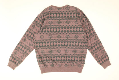 Code Mens Purple Geometric Cotton Pullover Sweatshirt Size L