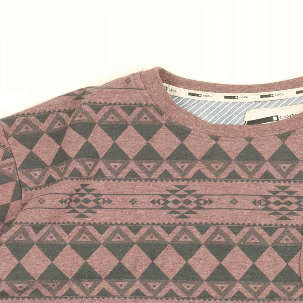 Code Mens Purple Geometric Cotton Pullover Sweatshirt Size L