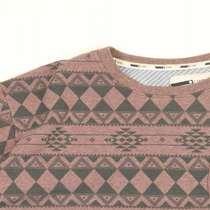 Code Mens Purple Geometric Cotton Pullover Sweatshirt Size L