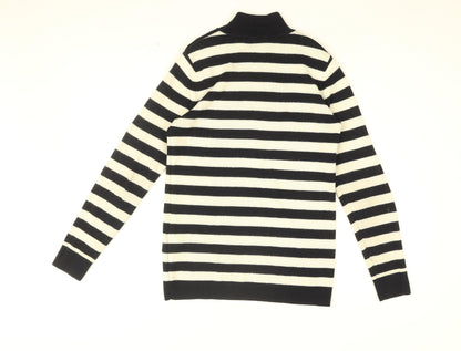 Levi's Womens White High Neck Striped Acrylic Pullover Jumper Size M
