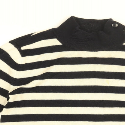 Levi's Womens White High Neck Striped Acrylic Pullover Jumper Size M