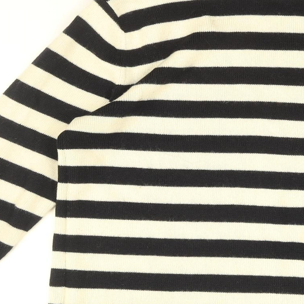 Levi's Womens White High Neck Striped Acrylic Pullover Jumper Size M