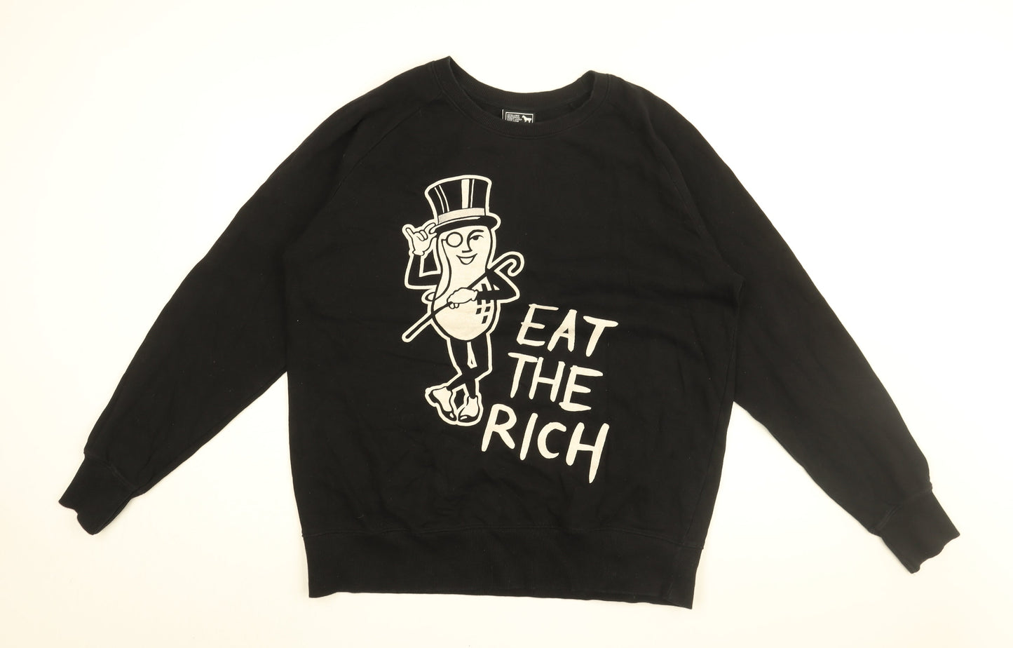 Eat The Rich Womens Black Cotton Pullover Sweatshirt Size 2XL Pullover - Eat The Rich