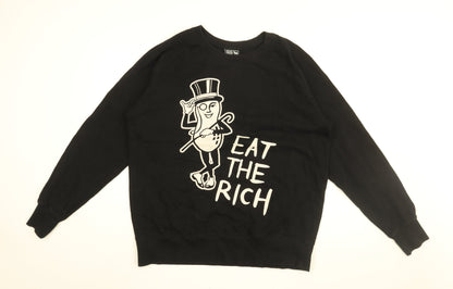 Eat The Rich Womens Black Cotton Pullover Sweatshirt Size 2XL Pullover - Eat The Rich