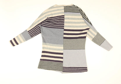 Brantree Womens Blue Striped Cotton Basic T-Shirt Size XS V-Neck
