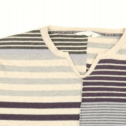 Brantree Womens Blue Striped Cotton Basic T-Shirt Size XS V-Neck