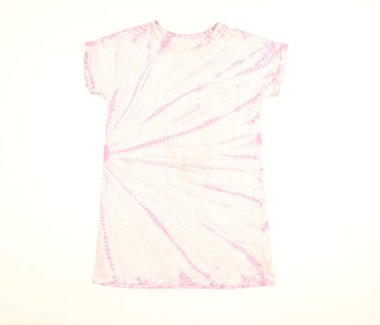 Gap Girls Purple Tie Dye Cotton Shirt Dress Size 10 Years Round Neck Pullover