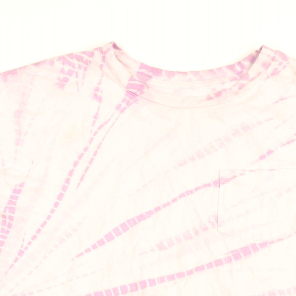 Gap Girls Purple Tie Dye Cotton Shirt Dress Size 10 Years Round Neck Pullover