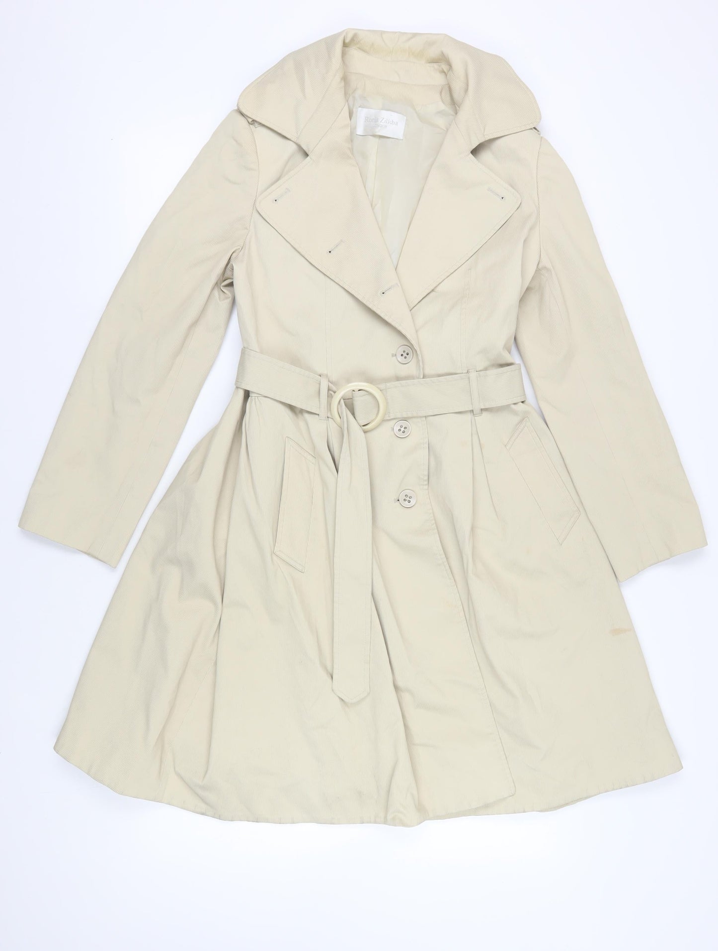 Womens UK Size 12 Ronit Zilkha Beige Trench Coat