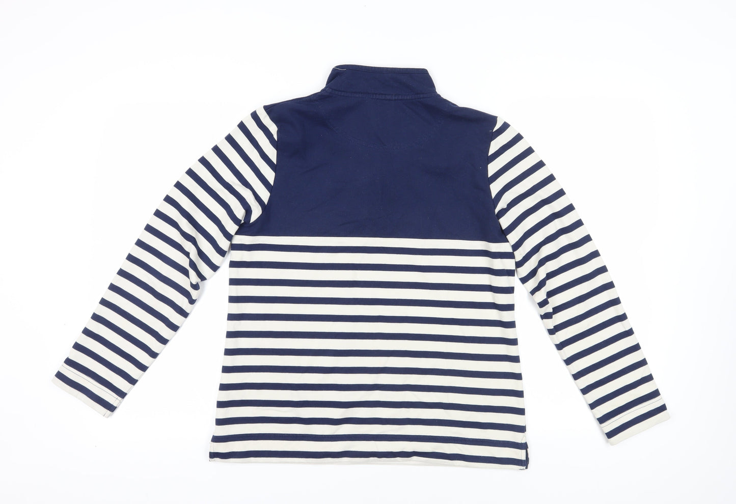 Cotton Traders Navy & White Striped Henley Sweatshirt Size 12
