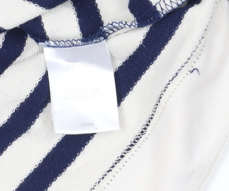 Cotton Traders Navy & White Striped Henley Sweatshirt Size 12