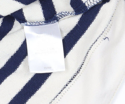 Cotton Traders Navy & White Striped Henley Sweatshirt Size 12