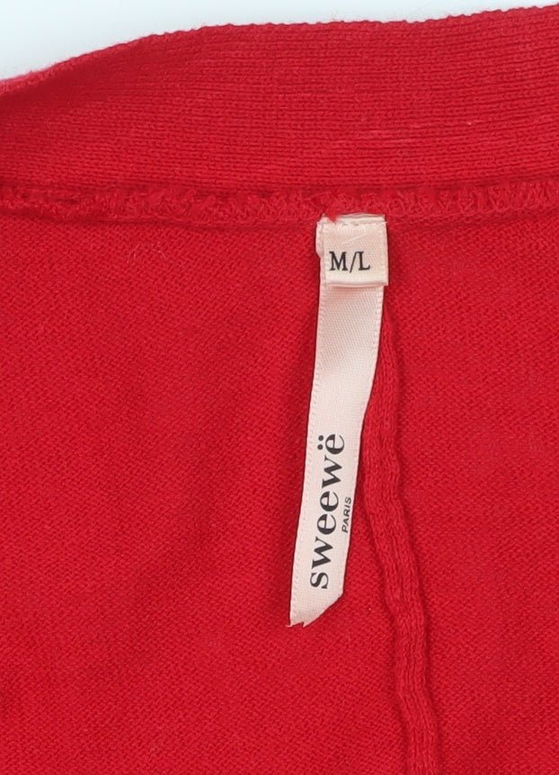 Womens UK Size M Sweewë Red Cardigan Jumper