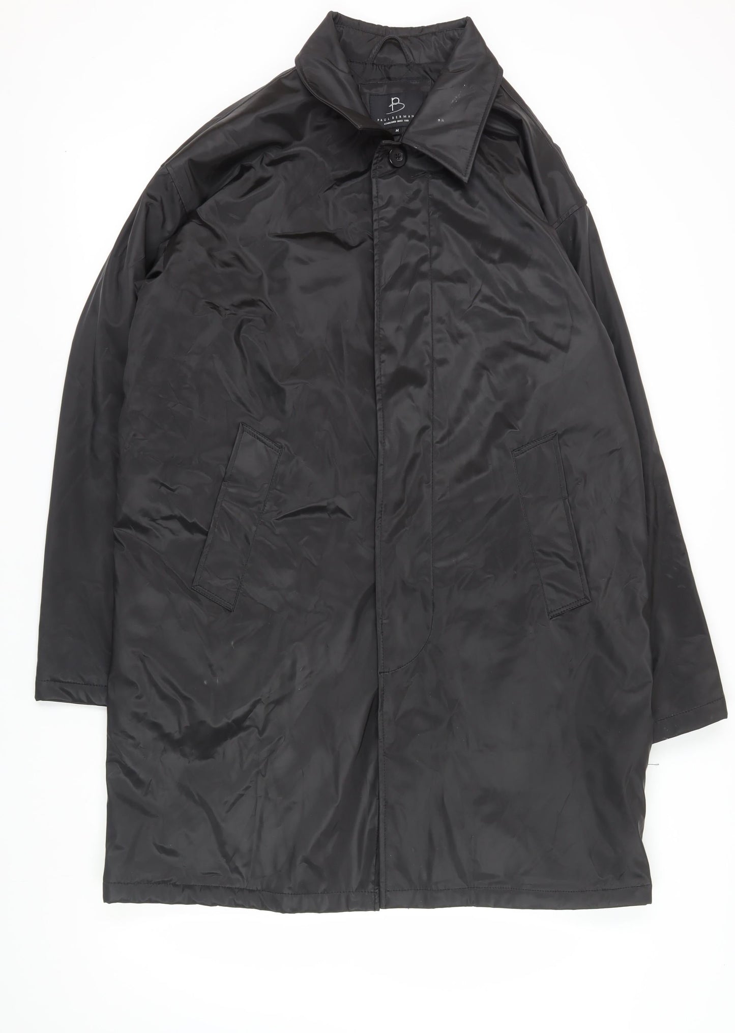 Mens UK Size M Paul Berman Black Overcoat