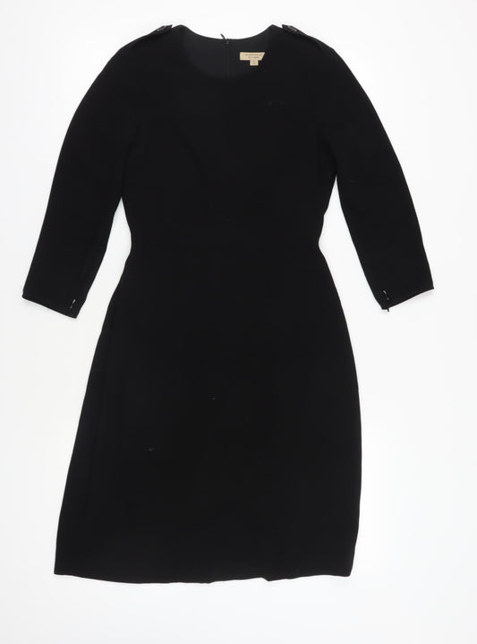 Burberry Black Sheath Dress, Size 6, Classic Style