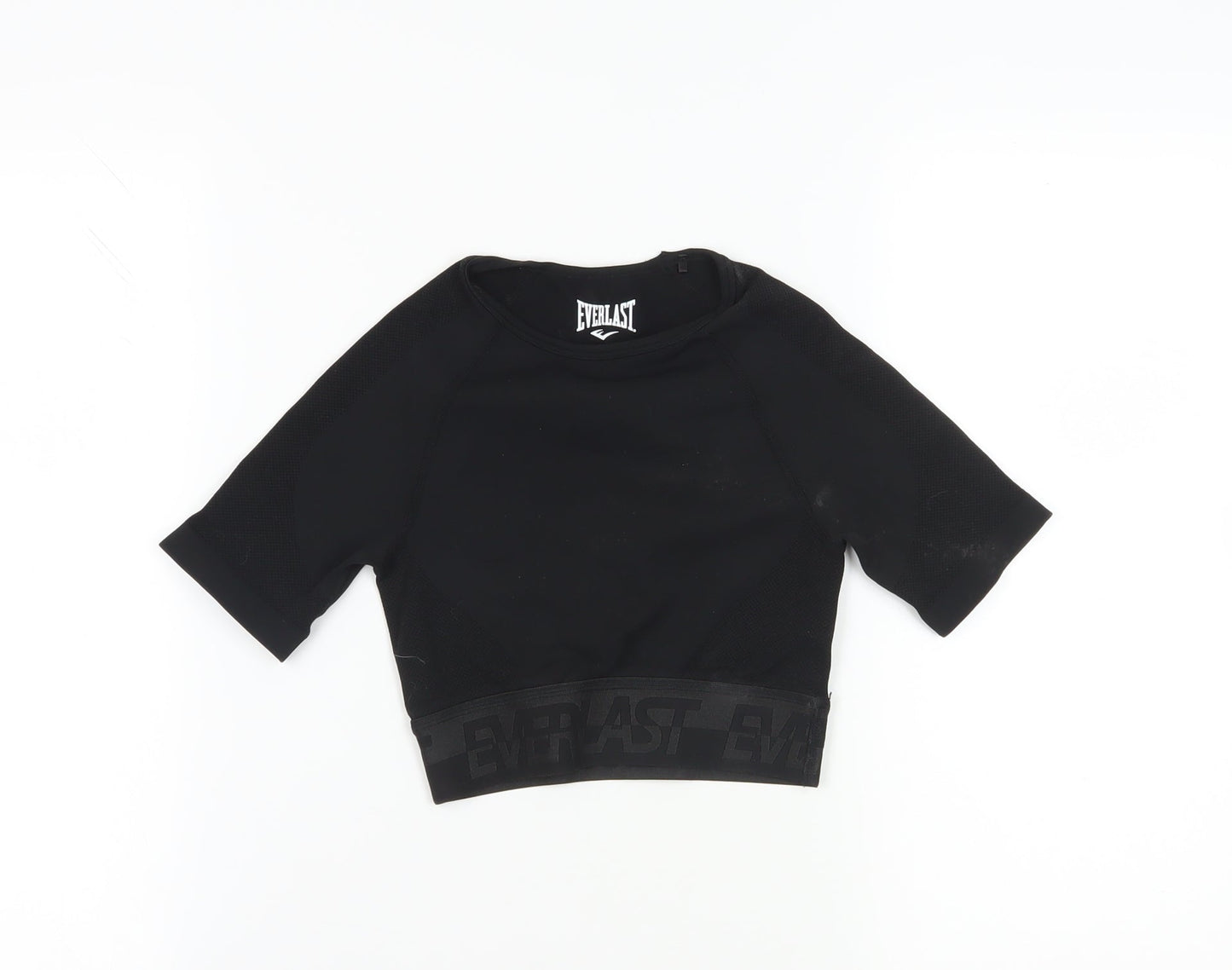 Everlast Black Cropped Gym T-Shirt UK 8 Short Sleeve